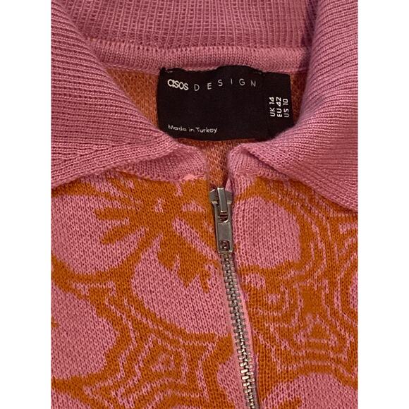 ASOS Pink & Orange Flower Power Hippie Go-Go inspired Knit Dress Sz 10 US EU42 - Picture 7 of 9